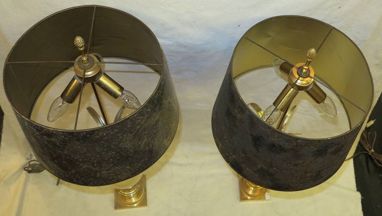 Metal 1970' Pair of Table Lamps In The Style Of  Maison Charles