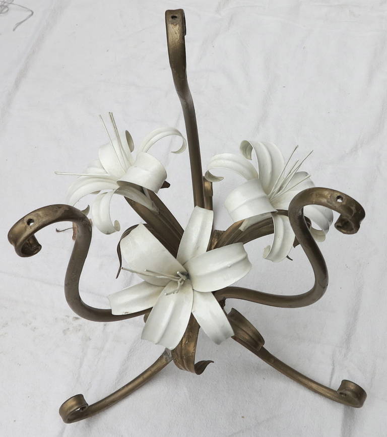 Mid-20th Century Pedestal with Lilies