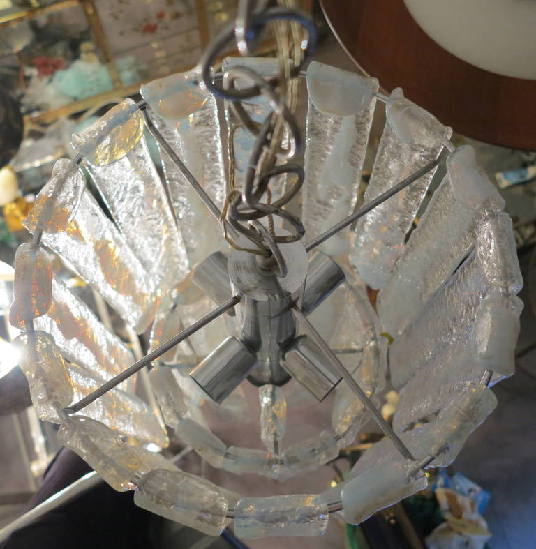 Venini Opalescent Crystal Chandelier In Good Condition In Paris, FR
