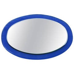 Transparent Blue Oval Mirror