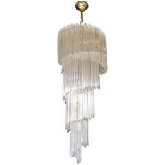 Spiral Murano Glass Chandelier by Venini