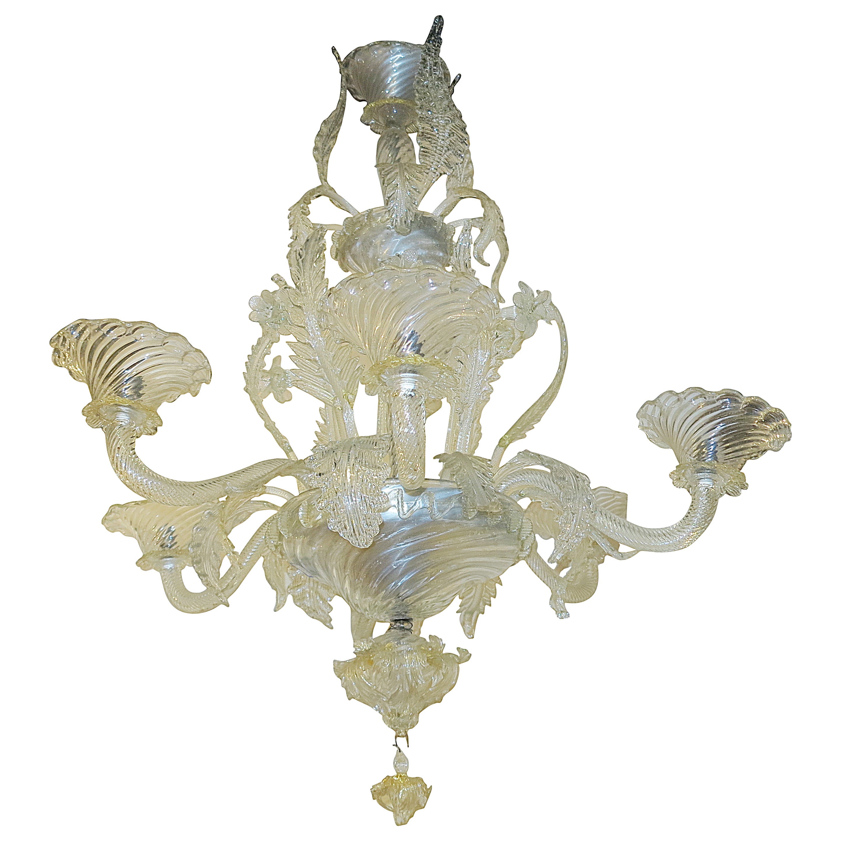 Chandelier Murano Crystal with Six Lights, 1950-1970