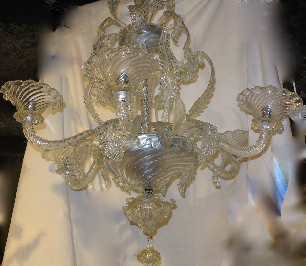 Forged Chandelier Murano Crystal with Six Lights, 1950-1970
