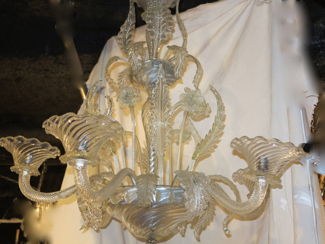 Mid-20th Century Chandelier Murano Crystal with Six Lights, 1950-1970