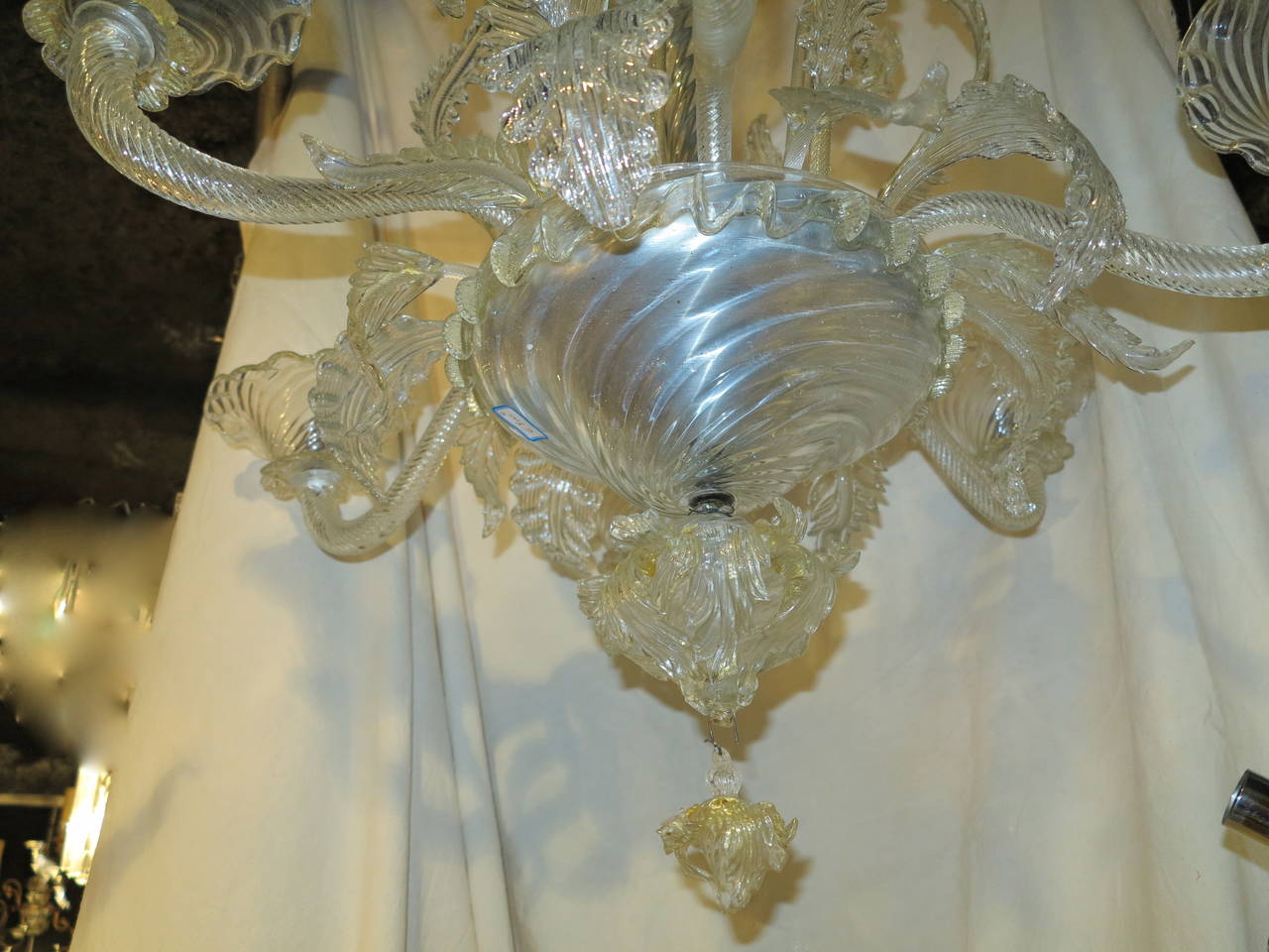 Chandelier Murano Crystal with Six Lights, 1950-1970 In Good Condition In Paris, FR