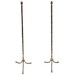 Pair of Faux Bamboo Maison Bagues Floor Lamp