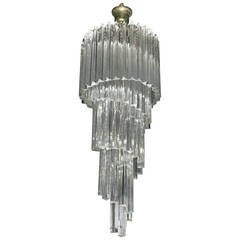 Vintage Venini Italian Spiral Crystal Prism Chandelier
