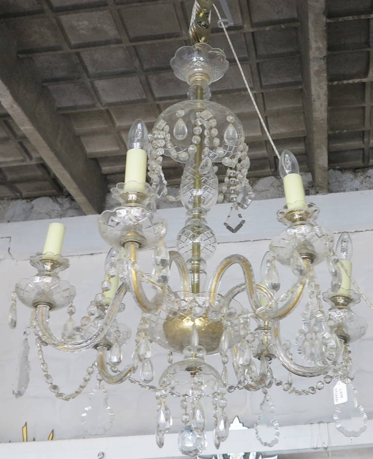 Romantic Bohemian crystal chandelier circa 1950, in good condition