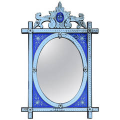 Antique Mirror Napoléon III Ovale, Blue Cartridges