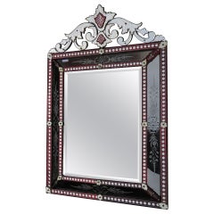 Antique Venitien Mirror with Front Wall Style LXIV Red Color Bohéme
