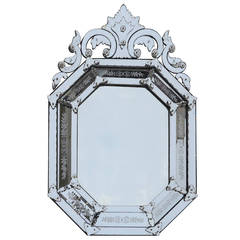 Antique Venice Mirror Silvering Mercury Octagonal with Front Wall