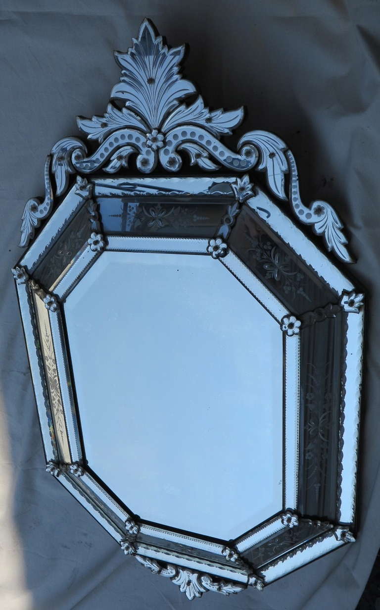 Achteckiger Spiegel im venezianischen Stil, 1880er Jahre (Französisch) im Angebot