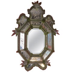 19th Century Green Murano Mirror