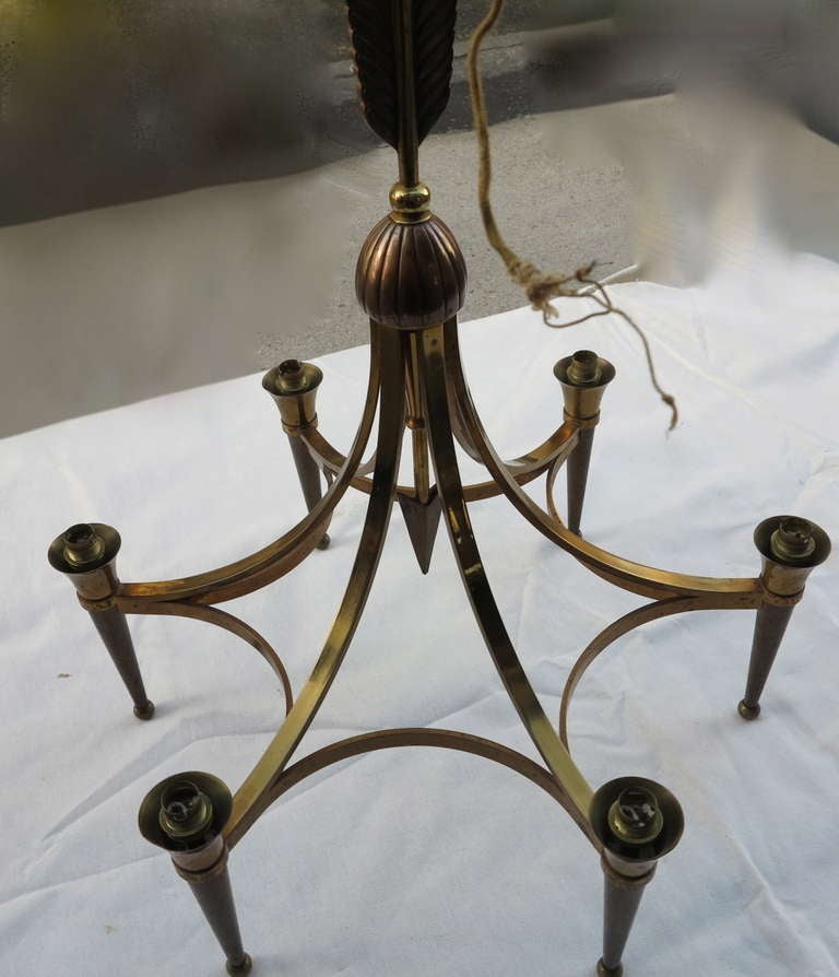 French Bronze Chandelier Style of André Arbus 2