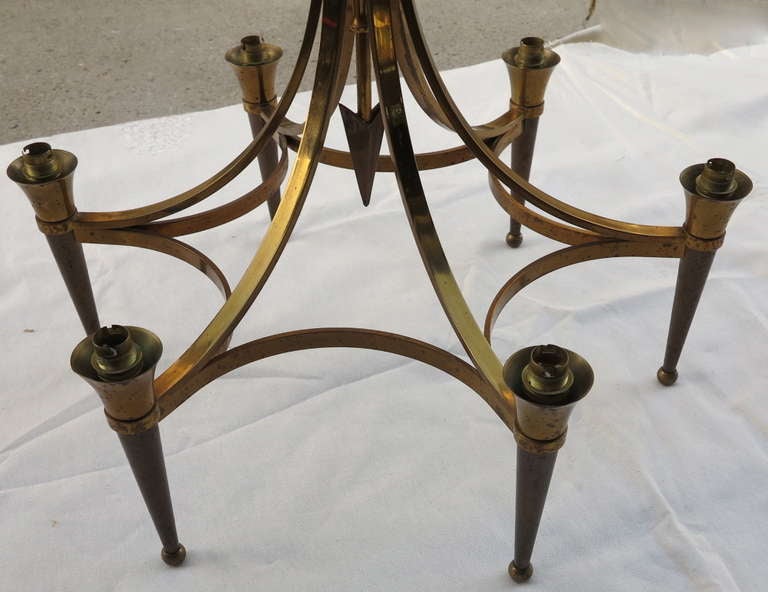 French Bronze Chandelier Style of André Arbus 1