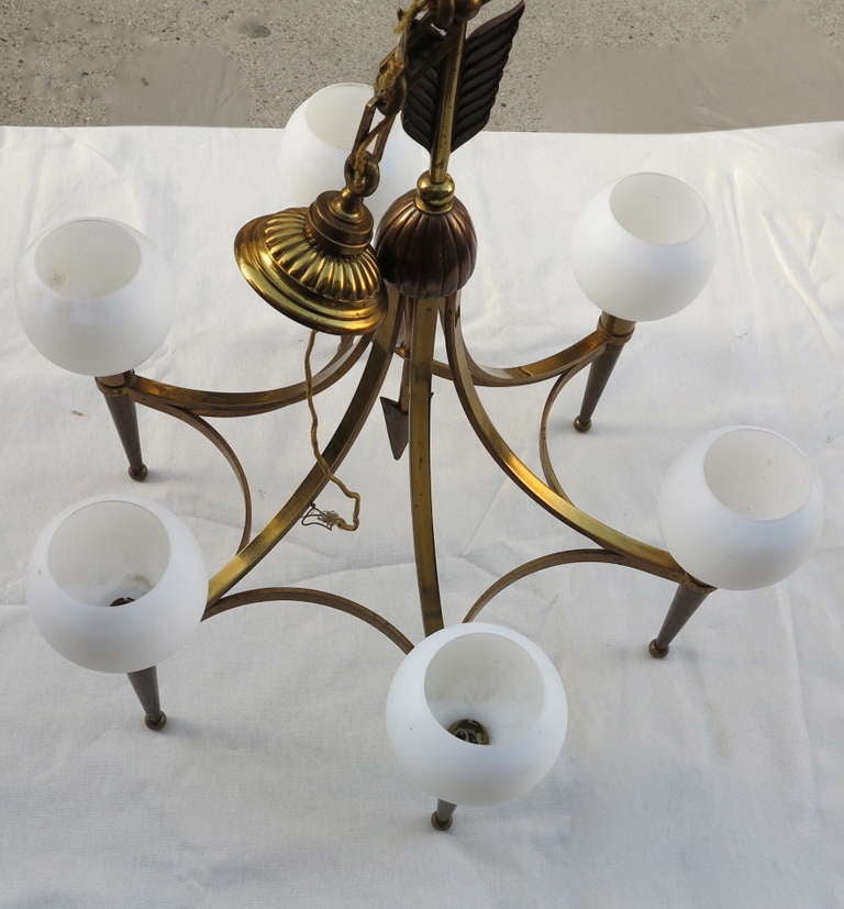 Mid-20th Century French Bronze Chandelier Style of André Arbus