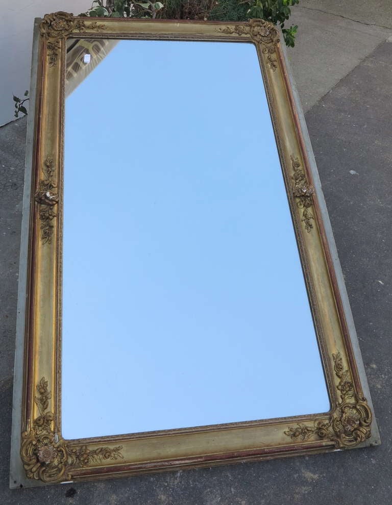 Mercury mirror with gold leafs giltwood frame circa on 1850 good condition original parquet.