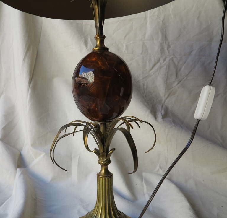 Charles Signed Bronze Lamp With Amber Egg 1