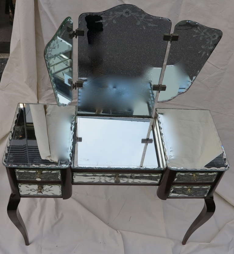 Mid-20th Century Dressing Table with Romantic Venetian Mirrors