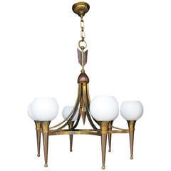 French Bronze Chandelier Style of André Arbus