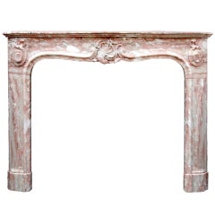 French Louis XV Style Norwegian Rose Marble Mantel