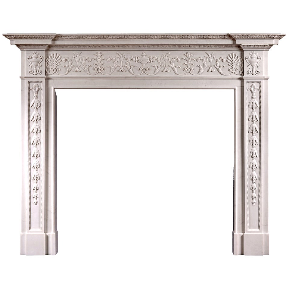 Georgian Style White Marble Mantel Piece For Sale