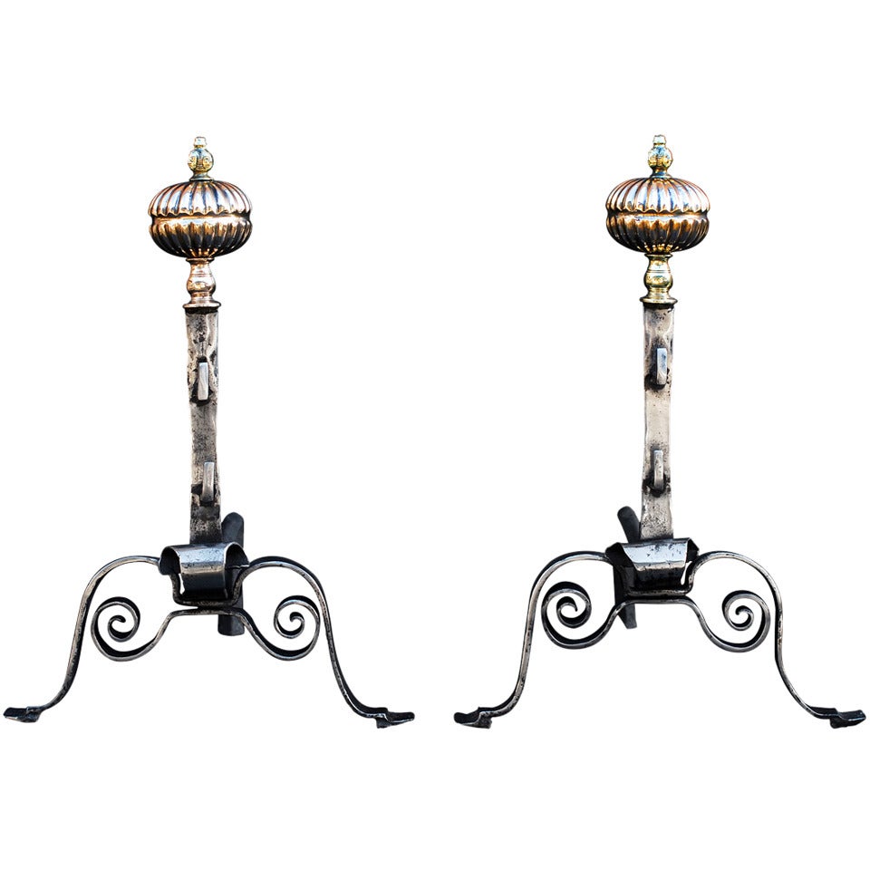Pair of 18th Century English Andirons For Sale