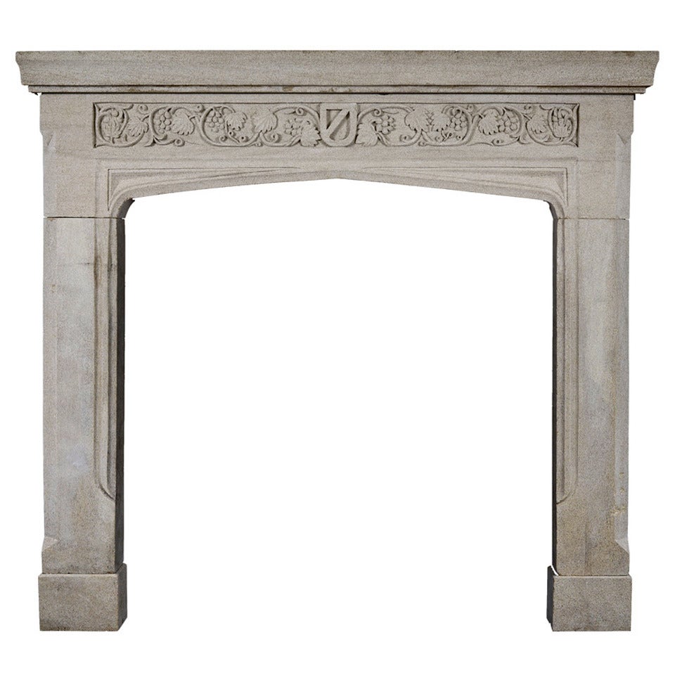 English Stone Mantel in the Gothic Style