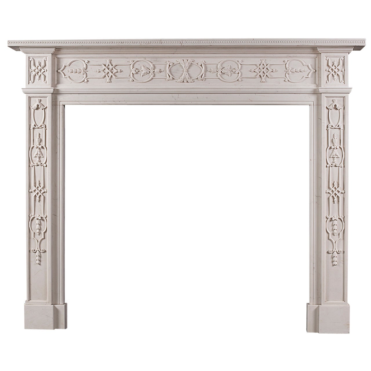 18th Century Style Carved White Marble Mantel Piece