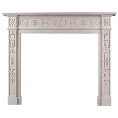 18th Century Style Carved White Marble Mantel Piece