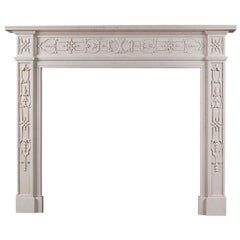 Antique 18th Century Style Carved White Marble Mantel Piece