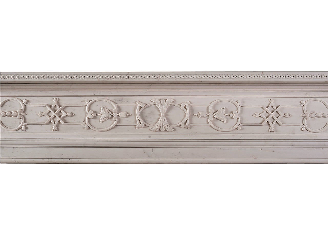 18th Century Style Carved White Marble Mantel Piece In Good Condition For Sale In London, GB