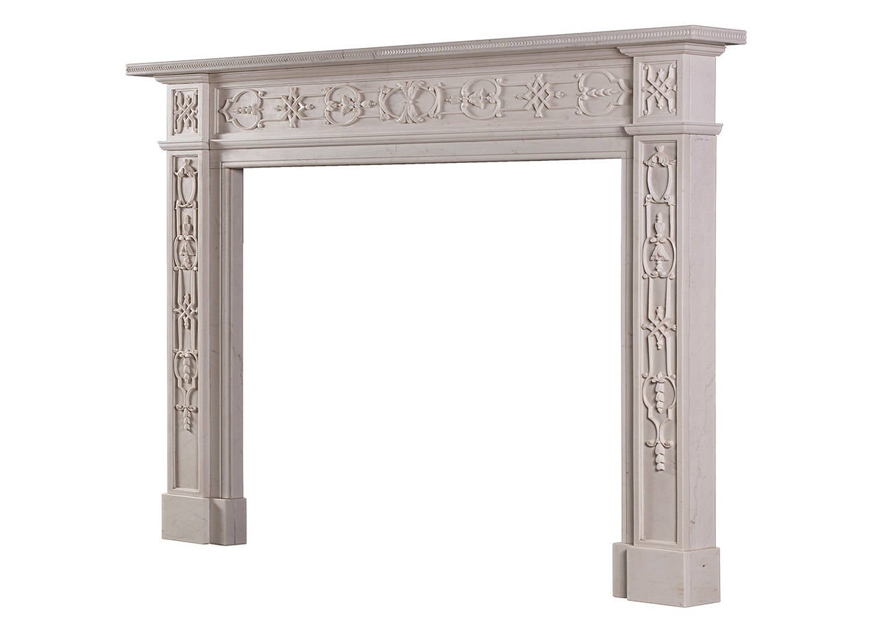 18th Century Style Carved White Marble Mantel Piece For Sale 1