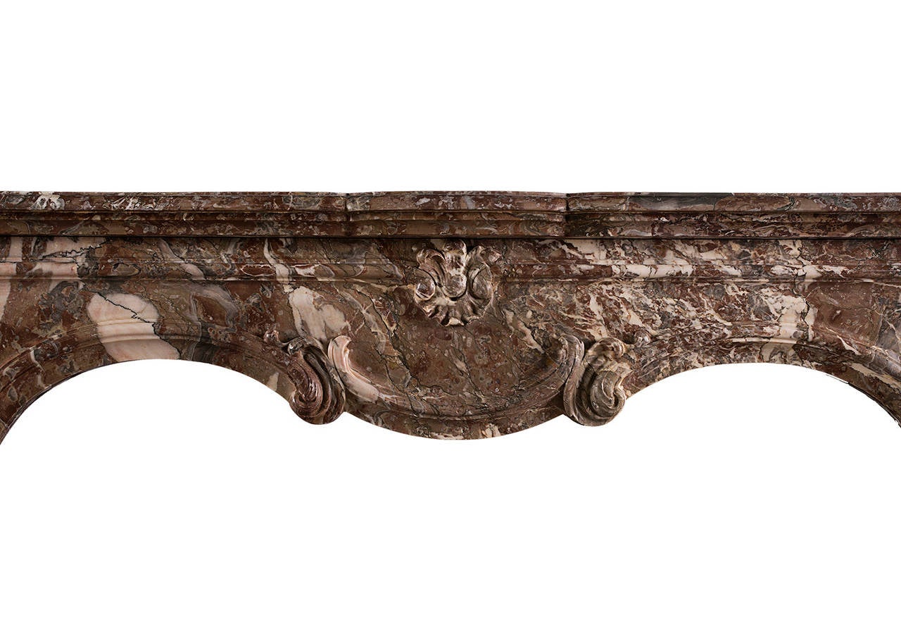 French Period Louis XIV/XV Transitional Fireplace in Languedoc Marble