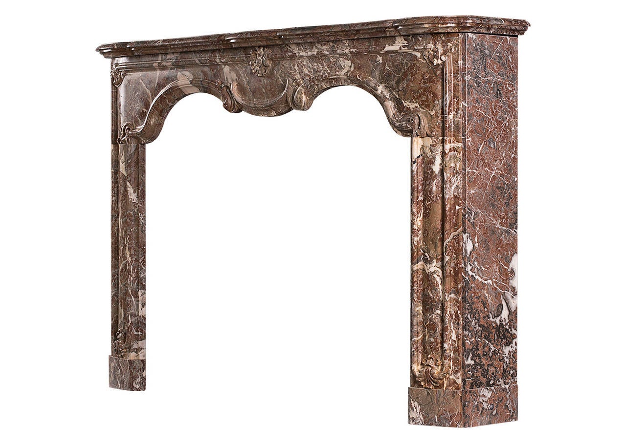 18th Century Period Louis XIV/XV Transitional Fireplace in Languedoc Marble