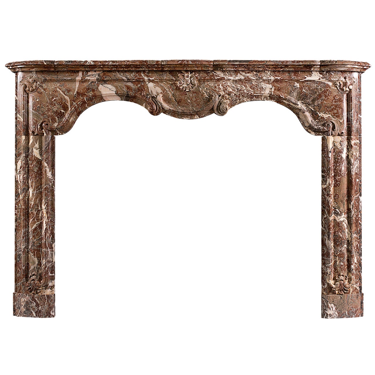 Period Louis XIV/XV Transitional Fireplace in Languedoc Marble