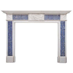 An English Statuary and inlaid Princess Blue marble fireplace mantel 7