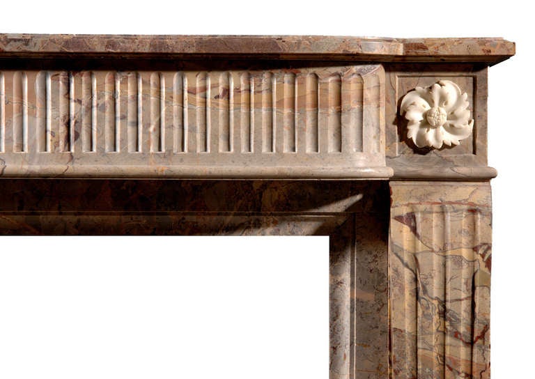 French Louis XVI Style Sarrancolin Marble Mantel In Good Condition For Sale In London, GB