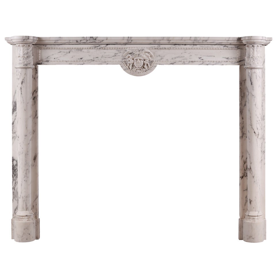 19th Century Veined Statuary Marble Mantel Piece For Sale