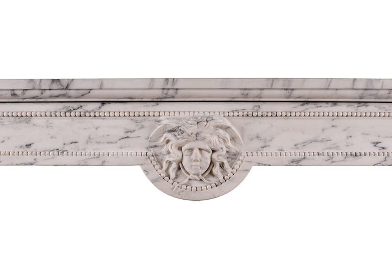 French 19th Century Veined Statuary Marble Mantel Piece For Sale