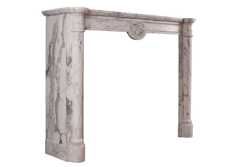 Louis XVI 19th Century Veined Statuary Marble Mantel Piece For Sale