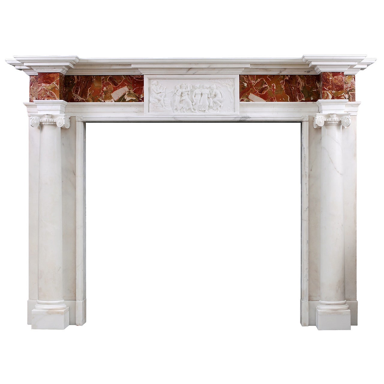 George III Style Antique Statuary Marble Fireplace Mantel For Sale
