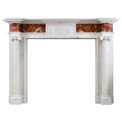 George III Style Antique Statuary Marble Fireplace Mantel