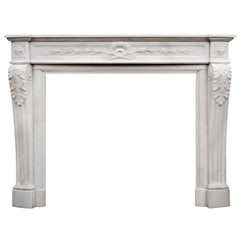 French Louis XVI Style Statuary Marble Chimneypiece Mantel