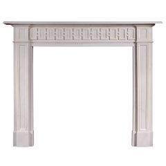 English Chippendale Inspired White Marble Chimneypiece