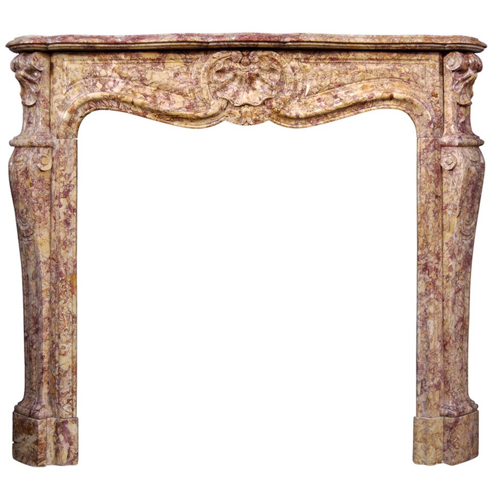 A French Louis XV Style Brocatelle Marble Fireplace For Sale
