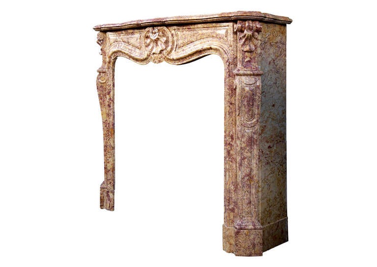 19th Century A French Louis XV Style Brocatelle Marble Fireplace For Sale