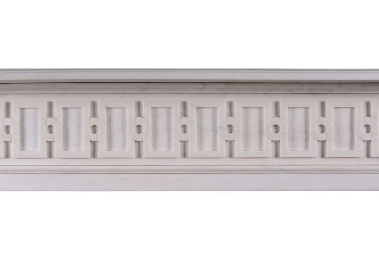 British English Chippendale Inspired White Marble Chimneypiece For Sale
