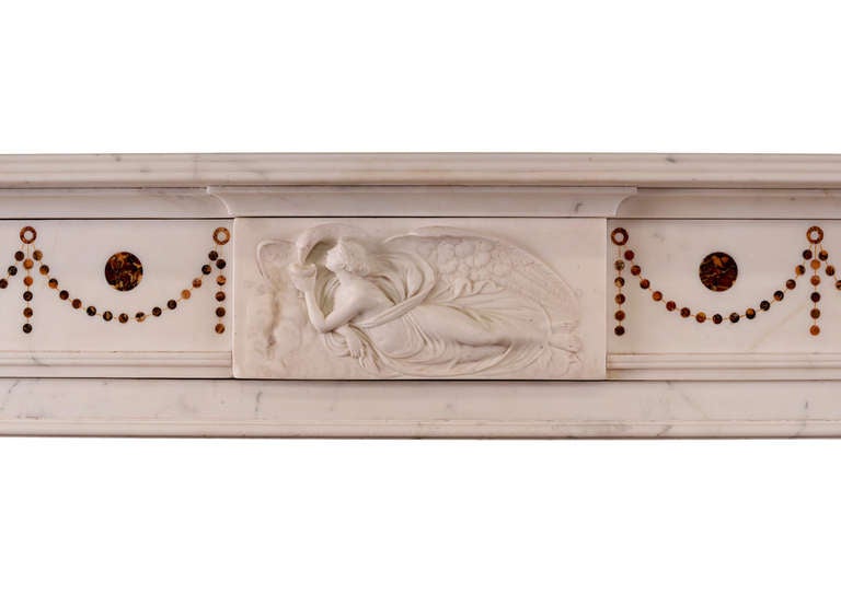 British A Fine Quality English Statuary Marble Mantel Piece