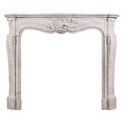 Louis XV Style Carrara Marble Fireplace Mantel